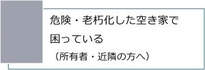 危険・老朽化した空き家で困っている（所有者・近隣の方へ）