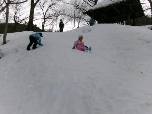 お尻でソリ滑り