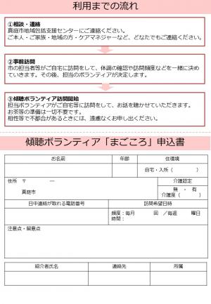 傾聴ボランティアまごころチラシ　申込書