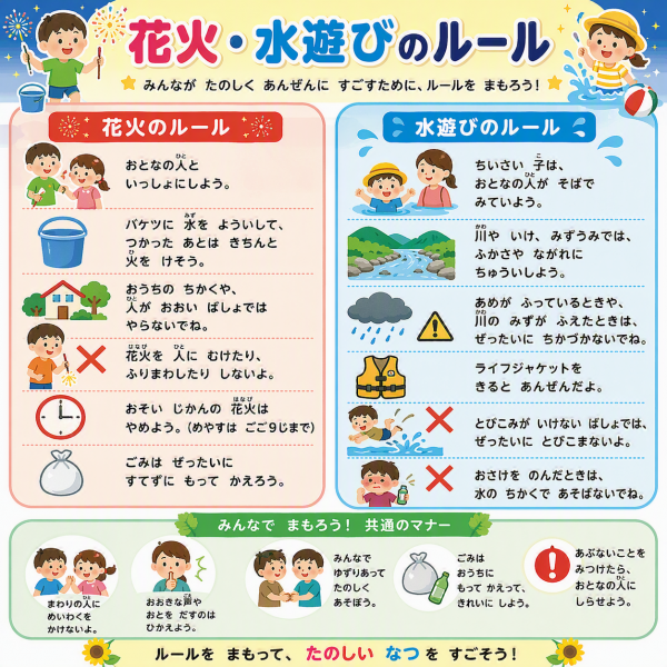 花火・水遊びを楽しく遊ぶためのルール