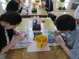 シーサー絵付け