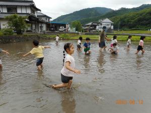 ドキドキしながら、田んぼへ…